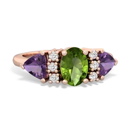 Peridot Antique Style Three Stone 14K Rose Gold ring R2186