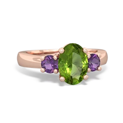 Peridot Three Stone Oval Trellis 14K Rose Gold ring R4024