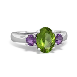 Peridot Three Stone Oval Trellis 14K White Gold ring R4024