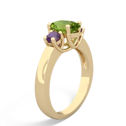 Peridot Three Stone Oval Trellis 14K Yellow Gold ring R4024