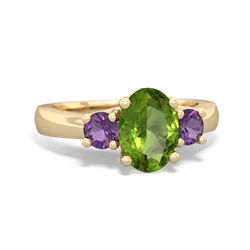 Peridot Three Stone Oval Trellis 14K Yellow Gold ring R4024