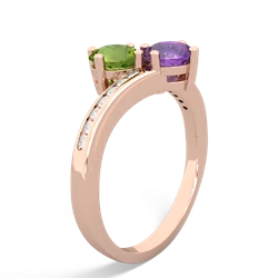 Peridot Channel Set Two Stone 14K Rose Gold ring R5303