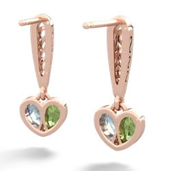 Peridot Filligree Heart 14K Rose Gold earrings E5070