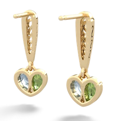 Peridot Filligree Heart 14K Yellow Gold earrings E5070