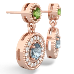 Peridot Halo Dangle 14K Rose Gold earrings E5319