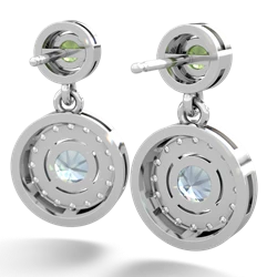 Peridot Halo Dangle 14K White Gold earrings E5319