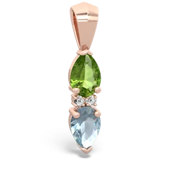 Peridot Bowtie Drop 14K Rose Gold pendant P0865