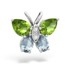 Peridot Butterfly 14K White Gold pendant P2215