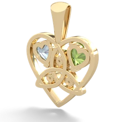 Peridot Celtic Trinity Heart 14K Yellow Gold pendant P5331