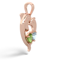 Peridot Dolphin Heart 14K Rose Gold pendant P5820