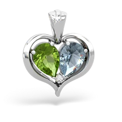 Peridot Two Become One 14K White Gold pendant P5330