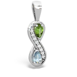 Peridot Diamond Infinity 14K White Gold pendant P5390