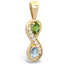 Peridot Diamond Infinity 14K Yellow Gold pendant P5390