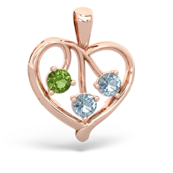 Peridot Glowing Heart 14K Rose Gold pendant P2233