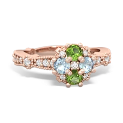 Peridot Sparkling Tiara Cluster 14K Rose Gold ring R26293RD