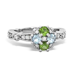 Peridot Sparkling Tiara Cluster 14K White Gold ring R26293RD