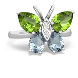 Peridot Butterfly 14K White Gold ring R2215