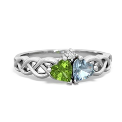 Peridot Heart To Heart Braid 14K White Gold ring R5870