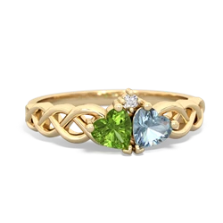 Peridot Heart To Heart Braid 14K Yellow Gold ring R5870