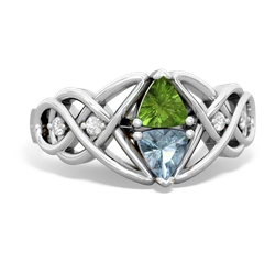 Peridot Keepsake Celtic Knot 14K White Gold ring R5300