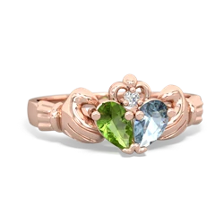 Peridot 'Our Heart' Claddagh 14K Rose Gold ring R2388