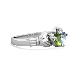 Peridot 'Our Heart' Claddagh 14K White Gold ring R2388