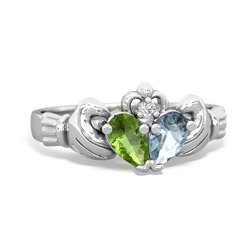 Peridot 'Our Heart' Claddagh 14K White Gold ring R2388