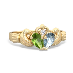 Peridot 'Our Heart' Claddagh 14K Yellow Gold ring R2388