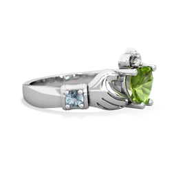 Peridot Claddagh Keepsake 14K White Gold ring R5245