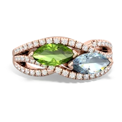 Peridot Diamond Rivers 14K Rose Gold ring R3070