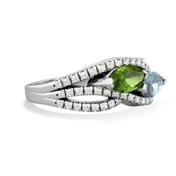 Peridot Diamond Rivers 14K White Gold ring R3070