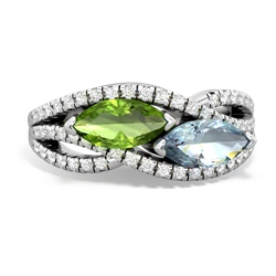 Peridot Diamond Rivers 14K White Gold ring R3070