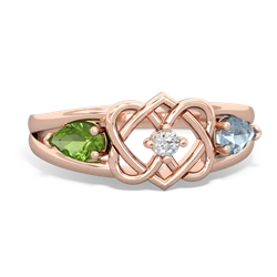 Peridot Hearts Intertwined 14K Rose Gold ring R5880