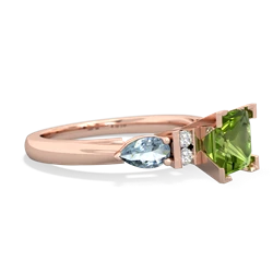 Peridot 6Mm Princess Eternal Embrace Engagement 14K Rose Gold ring C2002