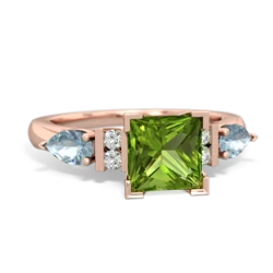 Peridot 6Mm Princess Eternal Embrace Engagement 14K Rose Gold ring C2002