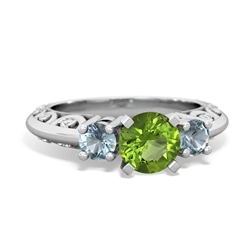 Peridot Art Deco Eternal Embrace Engagement 14K White Gold ring C2003