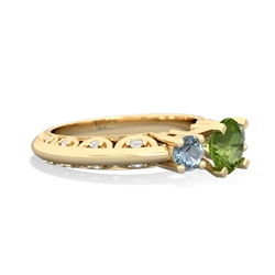 Peridot Art Deco Eternal Embrace Engagement 14K Yellow Gold ring C2003