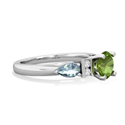 Peridot 6Mm Round Eternal Embrace Engagement 14K White Gold ring R2005