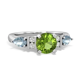 Peridot 6Mm Round Eternal Embrace Engagement 14K White Gold ring R2005