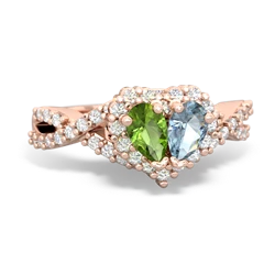 Peridot Diamond Twist 'One Heart' 14K Rose Gold ring R2640HRT