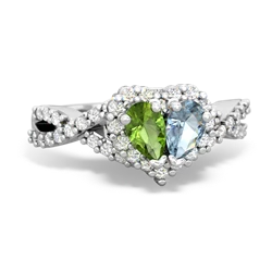 Peridot Diamond Twist 'One Heart' 14K White Gold ring R2640HRT
