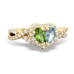 Peridot Diamond Twist 'One Heart' 14K Yellow Gold ring R2640HRT