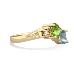 Peridot Snuggling Hearts 14K Yellow Gold ring R2178