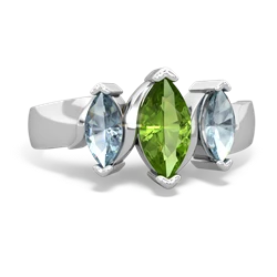 Peridot Three Peeks 14K White Gold ring R2433