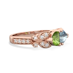 Peridot Diamond Butterflies 14K Rose Gold ring R5601