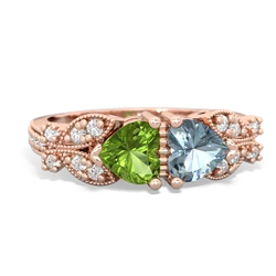 Peridot Diamond Butterflies 14K Rose Gold ring R5601