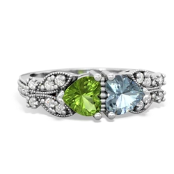 Peridot Diamond Butterflies 14K White Gold ring R5601