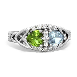 Peridot Sparkling Celtic Knot 14K White Gold ring R2645