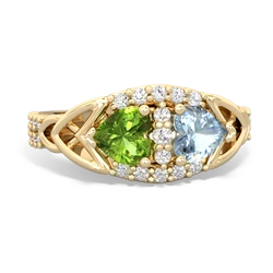 Peridot Sparkling Celtic Knot 14K Yellow Gold ring R2645