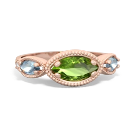 Peridot Milgrain Marquise 14K Rose Gold ring R5700